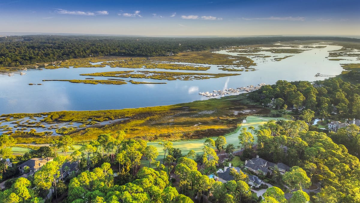 Marsh in back ground of number 9 at Long Cove Club in Hilton Head Island